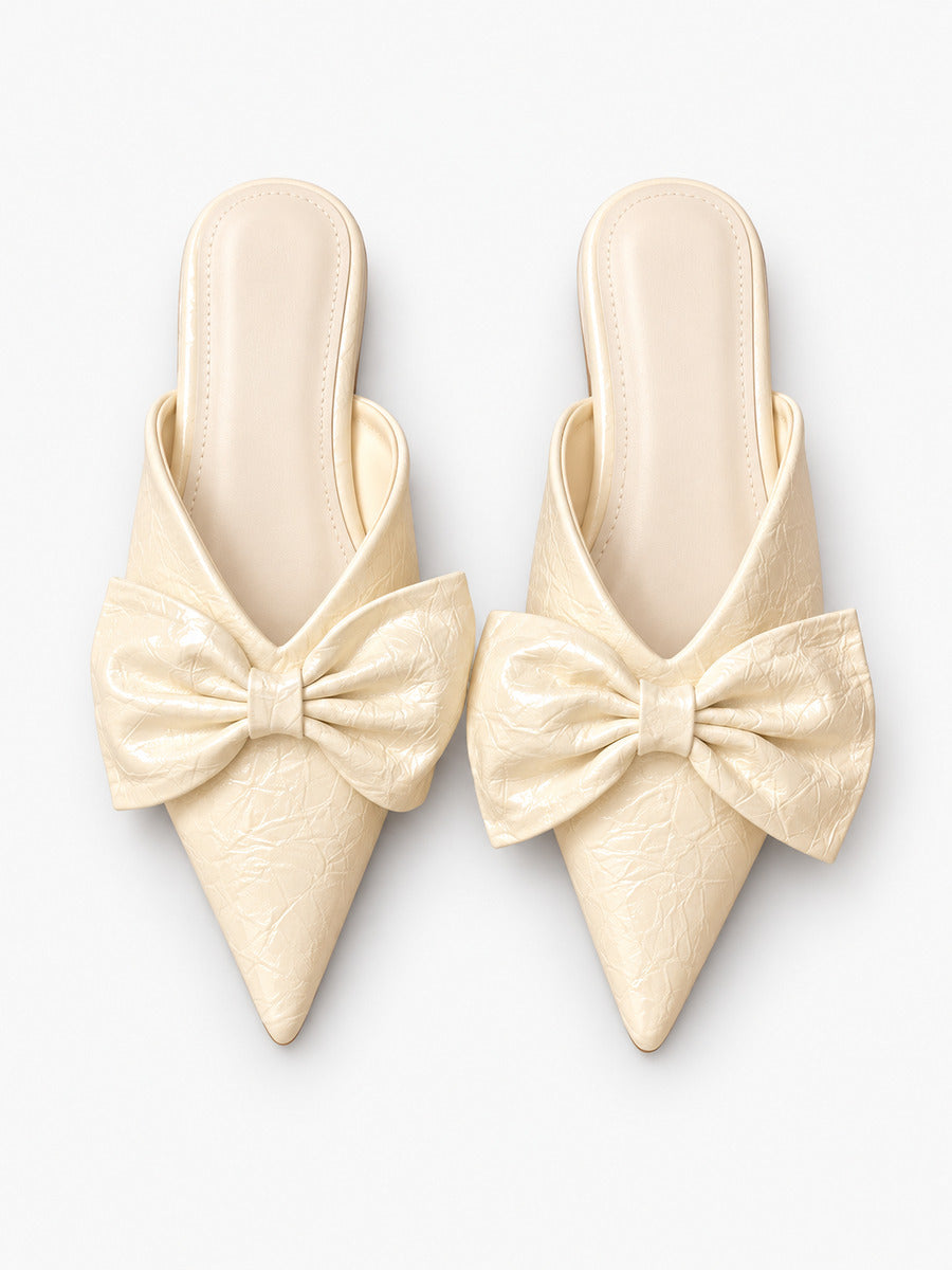 Rachel-Rose – Mule en cuir souple à nœud femme – Abricot — dessus
