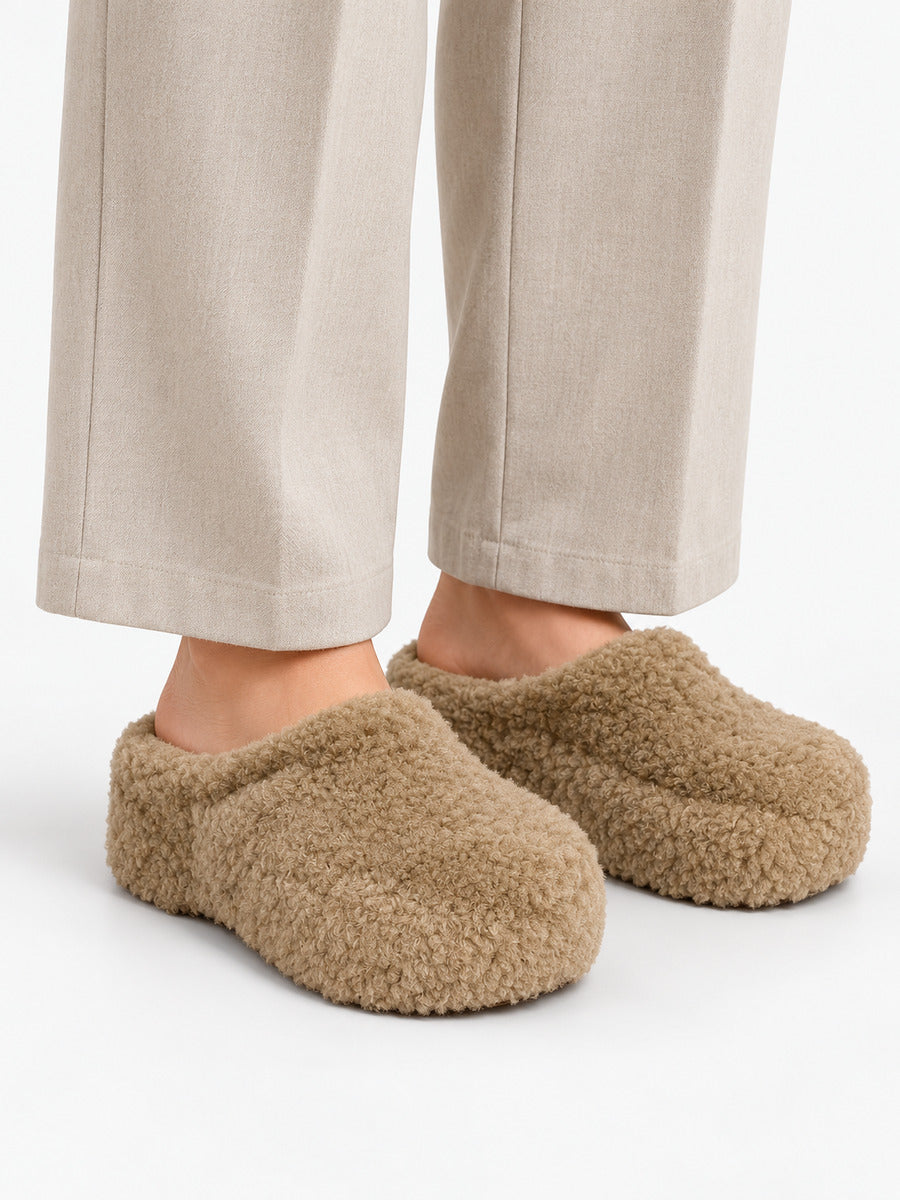 Romy-Rose – Mule plateforme fourrée femme – Kaki — portée
