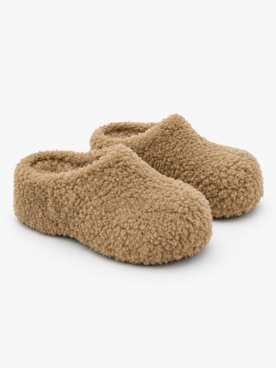 Romy-Rose – Mule plateforme fourrée femme – Kaki — trois quarts