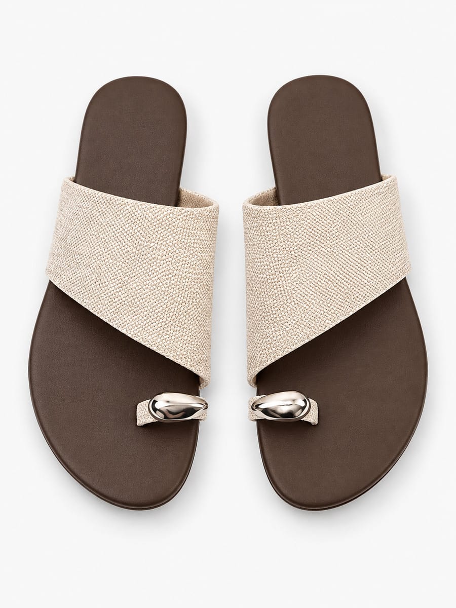 Sabrina-Marie – Sandale plate gladiateur à entre-doigts femme – Beige — dessus
