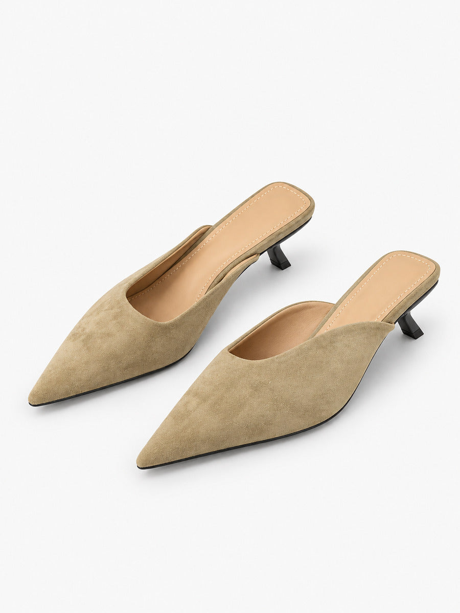 Sabrina-Rose – Mule léopard pointue à petit talon femme – Kaki — trois quarts