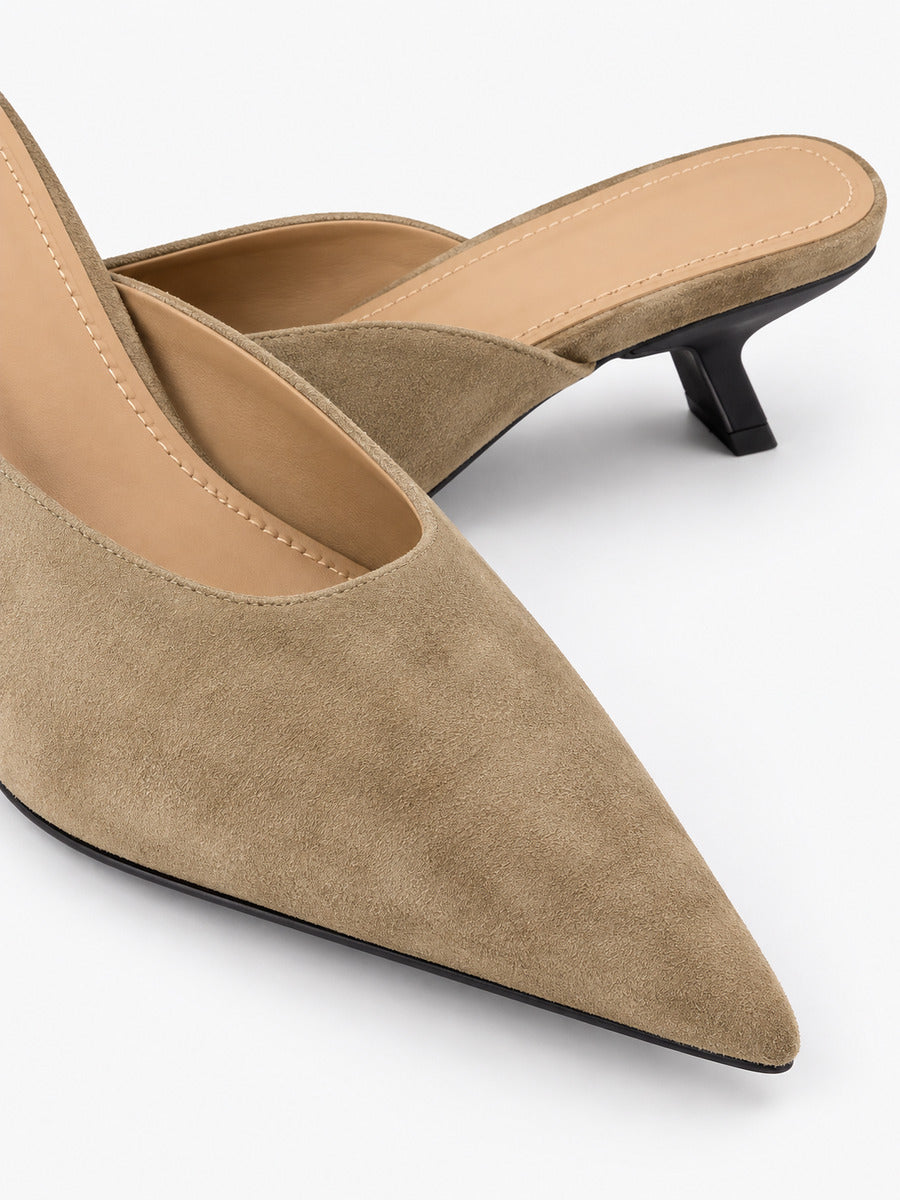 Sabrina-Rose – Mule léopard pointue à petit talon femme – Kaki — détail