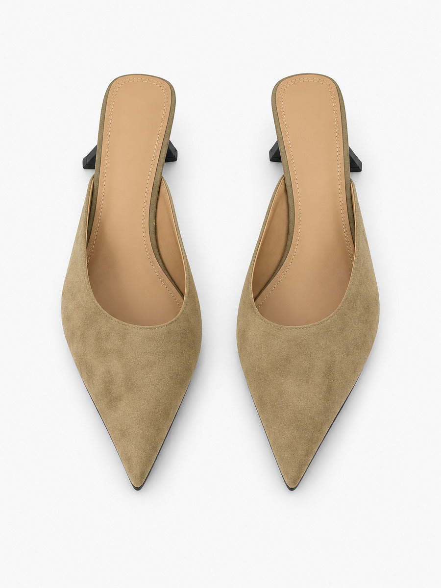 Sabrina-Rose – Mule léopard pointue à petit talon femme – Kaki — dessus
