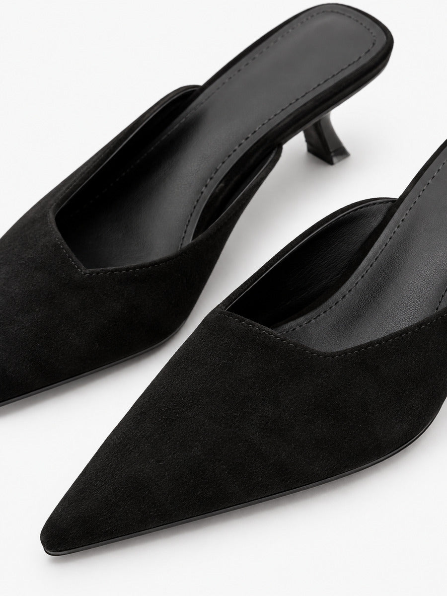 Sabrina-Rose – Mule léopard pointue à petit talon femme – Noir — détail
