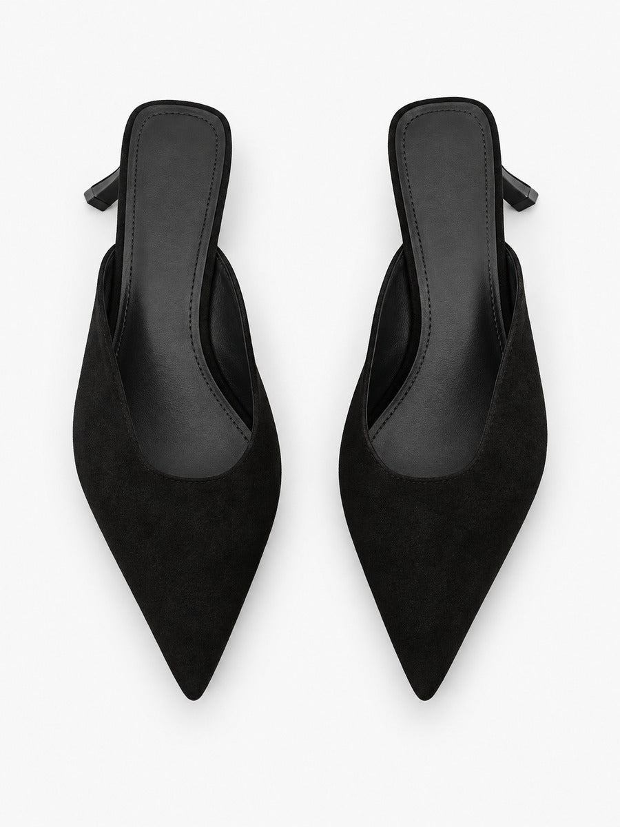Sabrina-Rose – Mule léopard pointue à petit talon femme – Noir — dessus