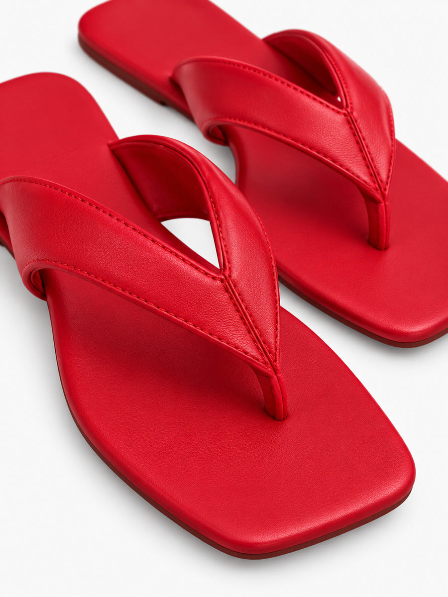 Sandra-Marie – Tong colorée à entre-doigts femme – Rouge — détail