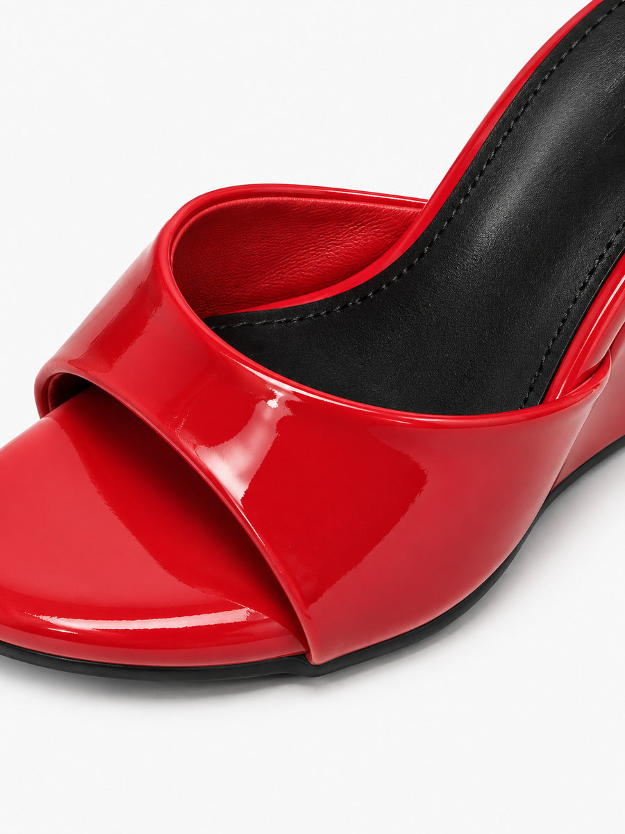Sandra-Rose – Mule compensée en cuir verni femme – Rouge — détail