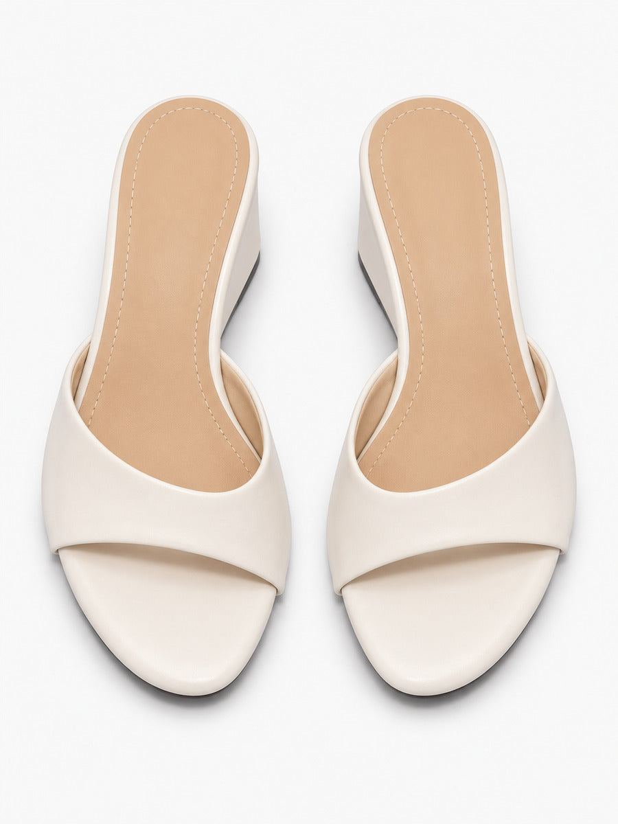 Sandra-Rose – Mule compensée en cuir verni femme – Beige — dessus