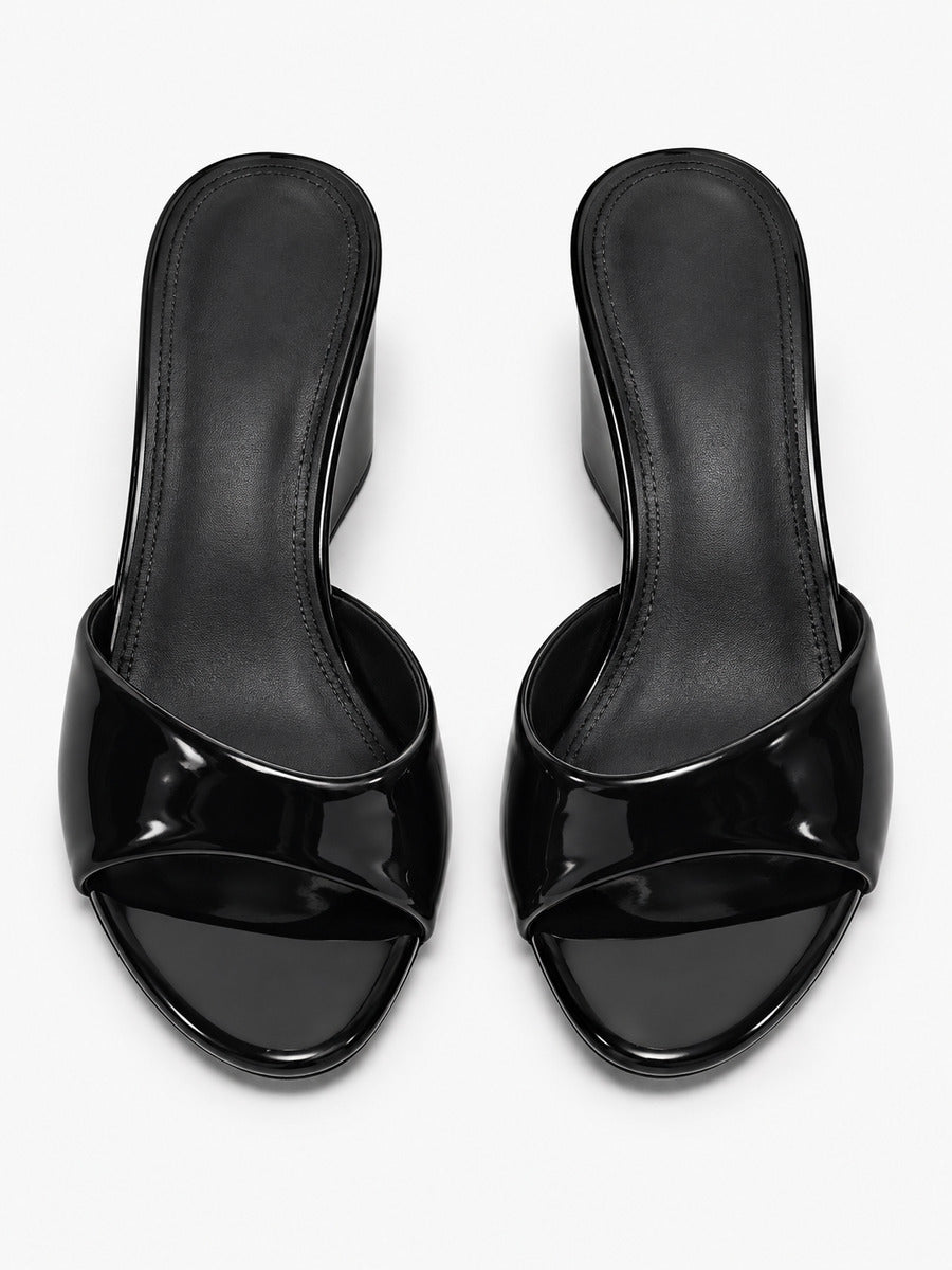 Sandra-Rose – Mule compensée en cuir verni femme – Noir — dessus