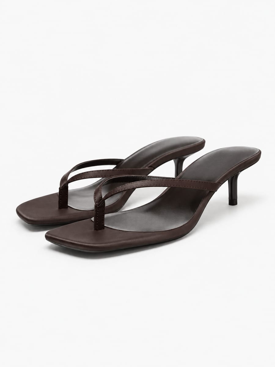 Sophie-Rose – Mule à talon haut bout carré femme – Marron — trois quarts