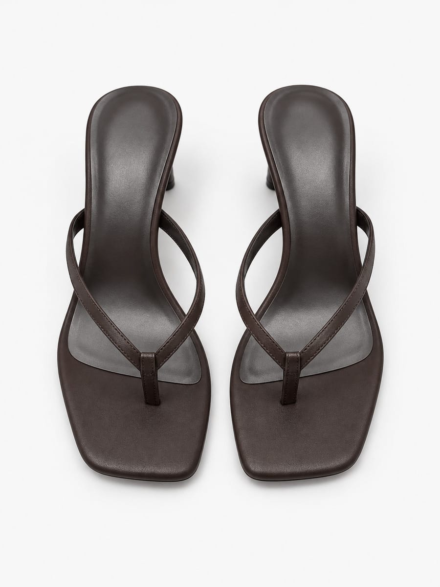Sophie-Rose – Mule à talon haut bout carré femme – Marron — dessus