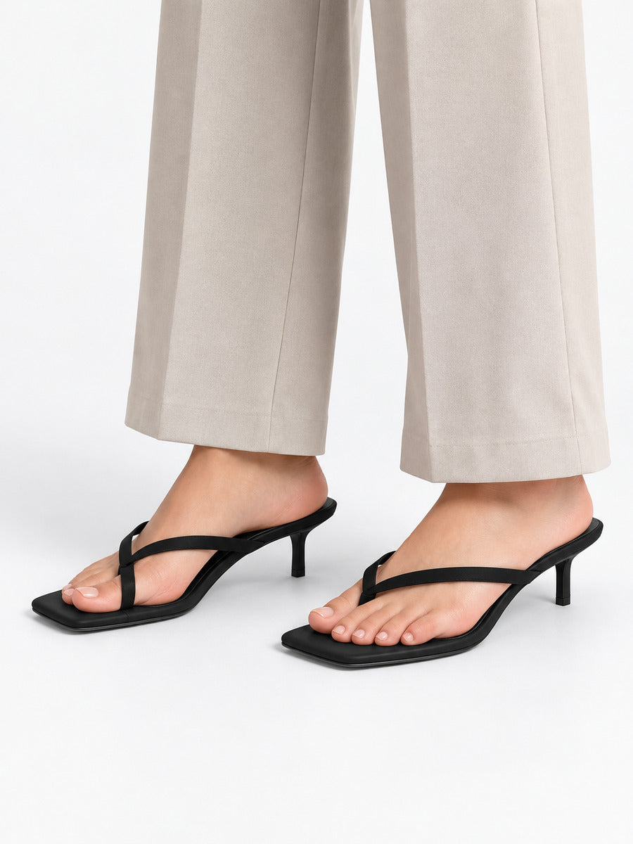 Sophie-Rose – Mule à talon haut bout carré femme – Noir — portée