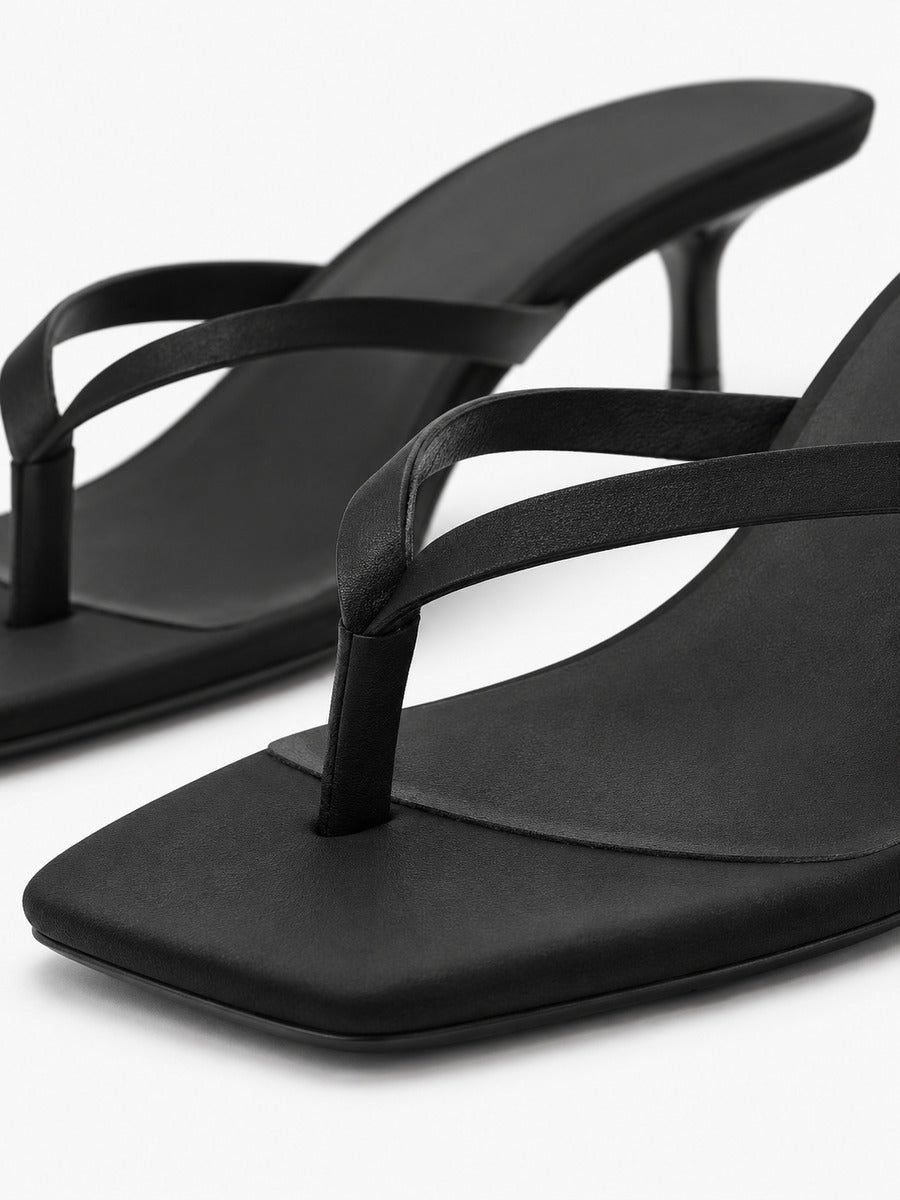 Sophie-Rose – Mule à talon haut bout carré femme – Noir — détail