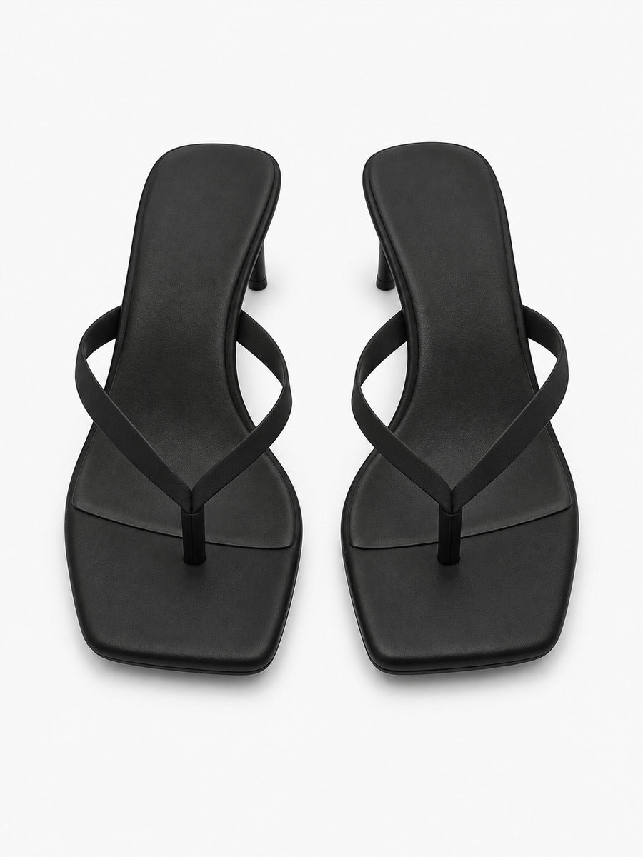 Sophie-Rose – Mule à talon haut bout carré femme – Noir — dessus