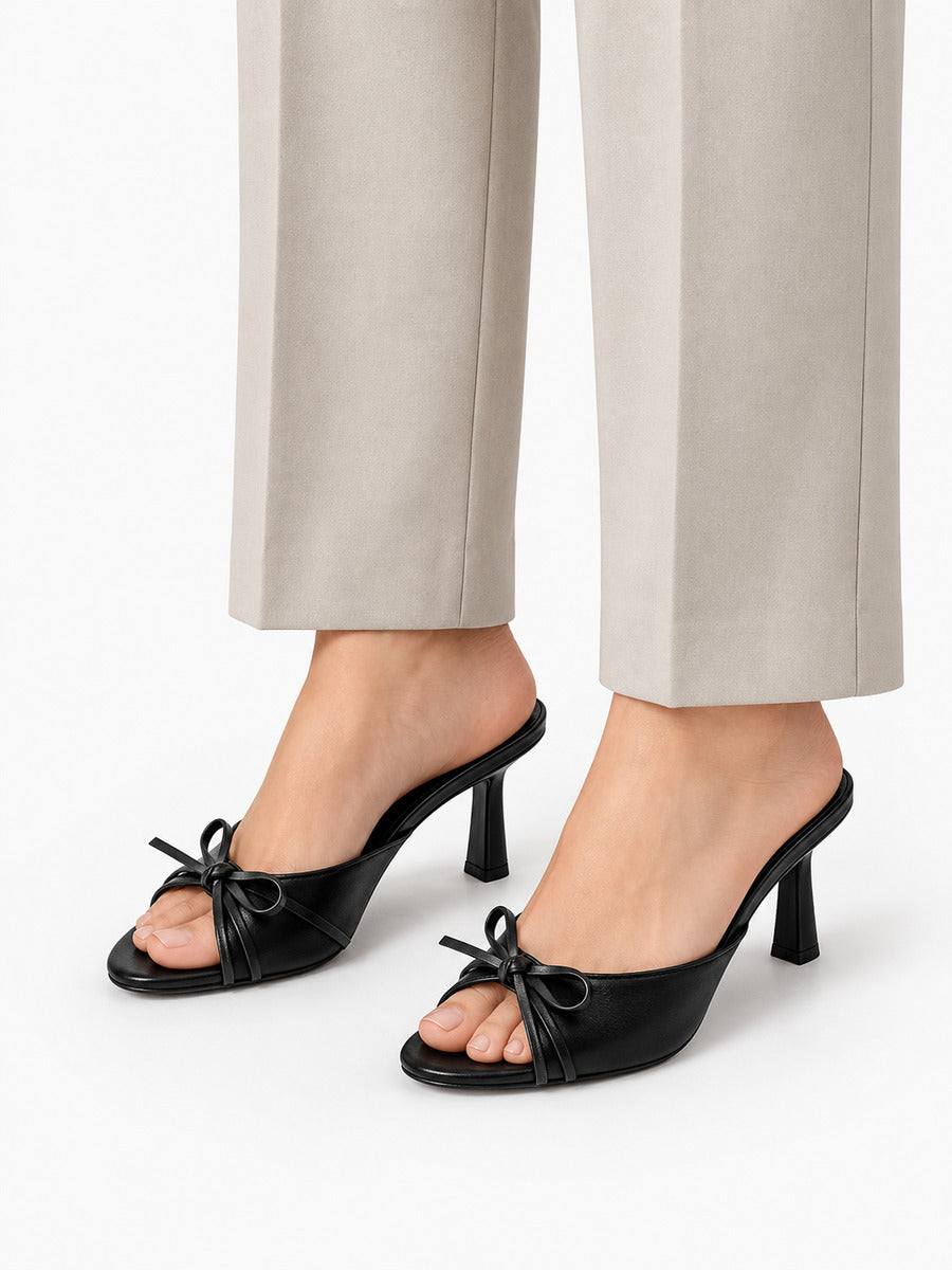 Stella-Rose – Mule de soirée à talon haut et nœud femme – Noir — portée