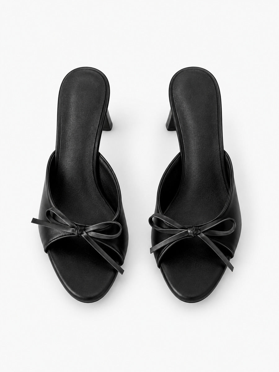 Stella-Rose – Mule de soirée à talon haut et nœud femme – Noir — dessus