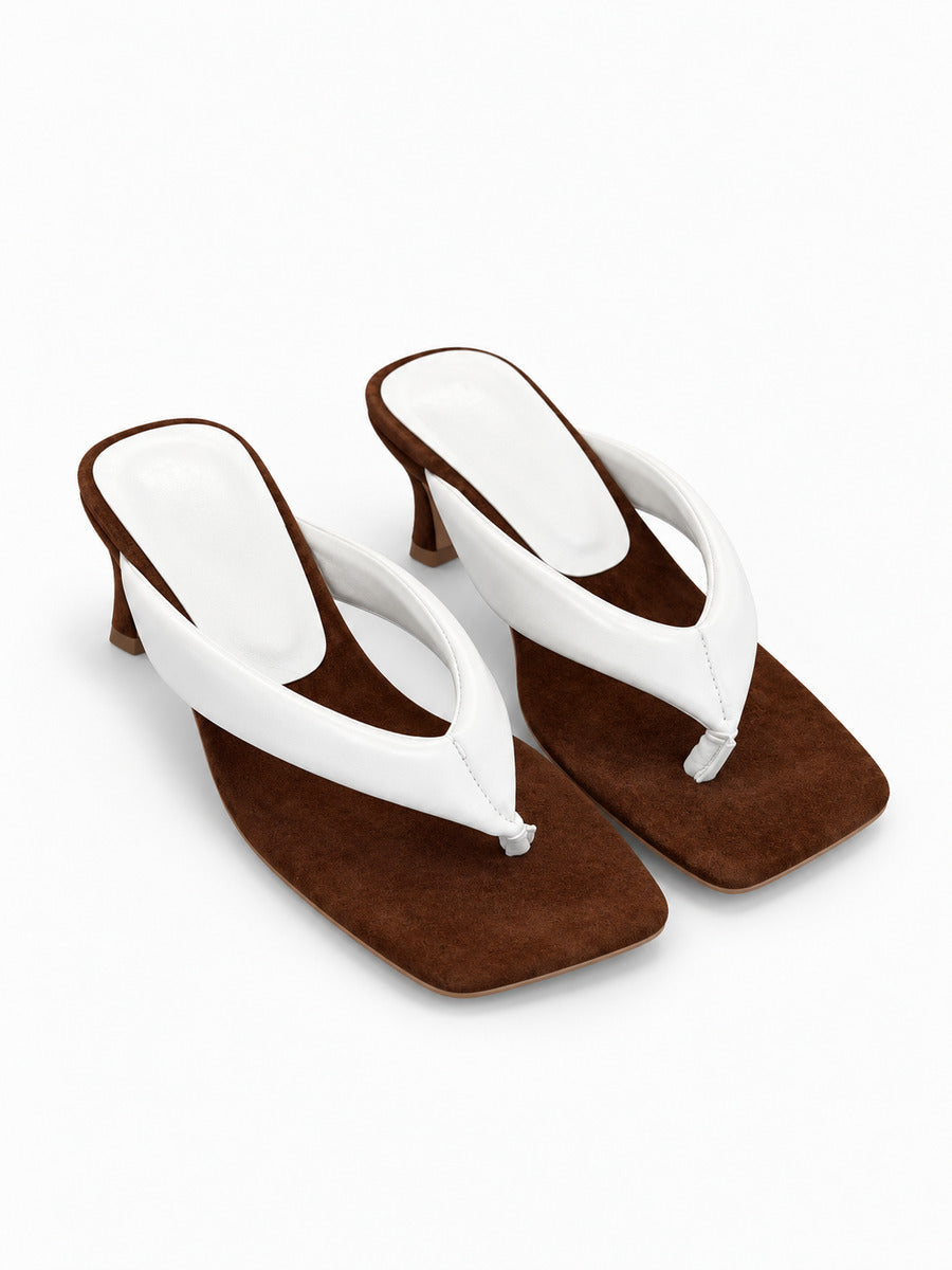 Suzanne-Rose – Sandale compensée à entre-doigts femme – Blanc — trois quarts