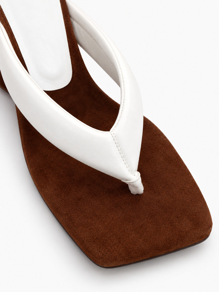 Suzanne-Rose – Sandale compensée à entre-doigts femme – Blanc — détail