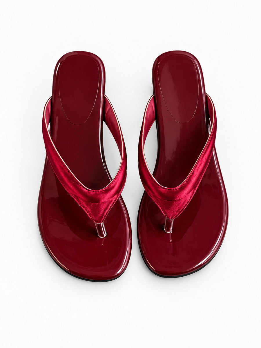 Tess-Marie – Sandale compensée antidérapante de plage femme – Rouge — dessus