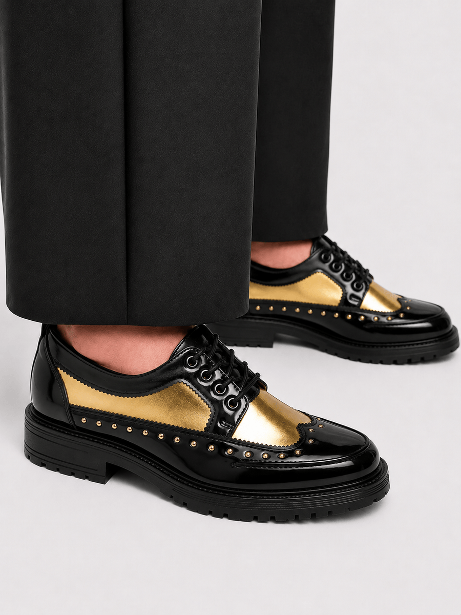 Casa Bellori Amédée – Chaussure cloutée dorée homme