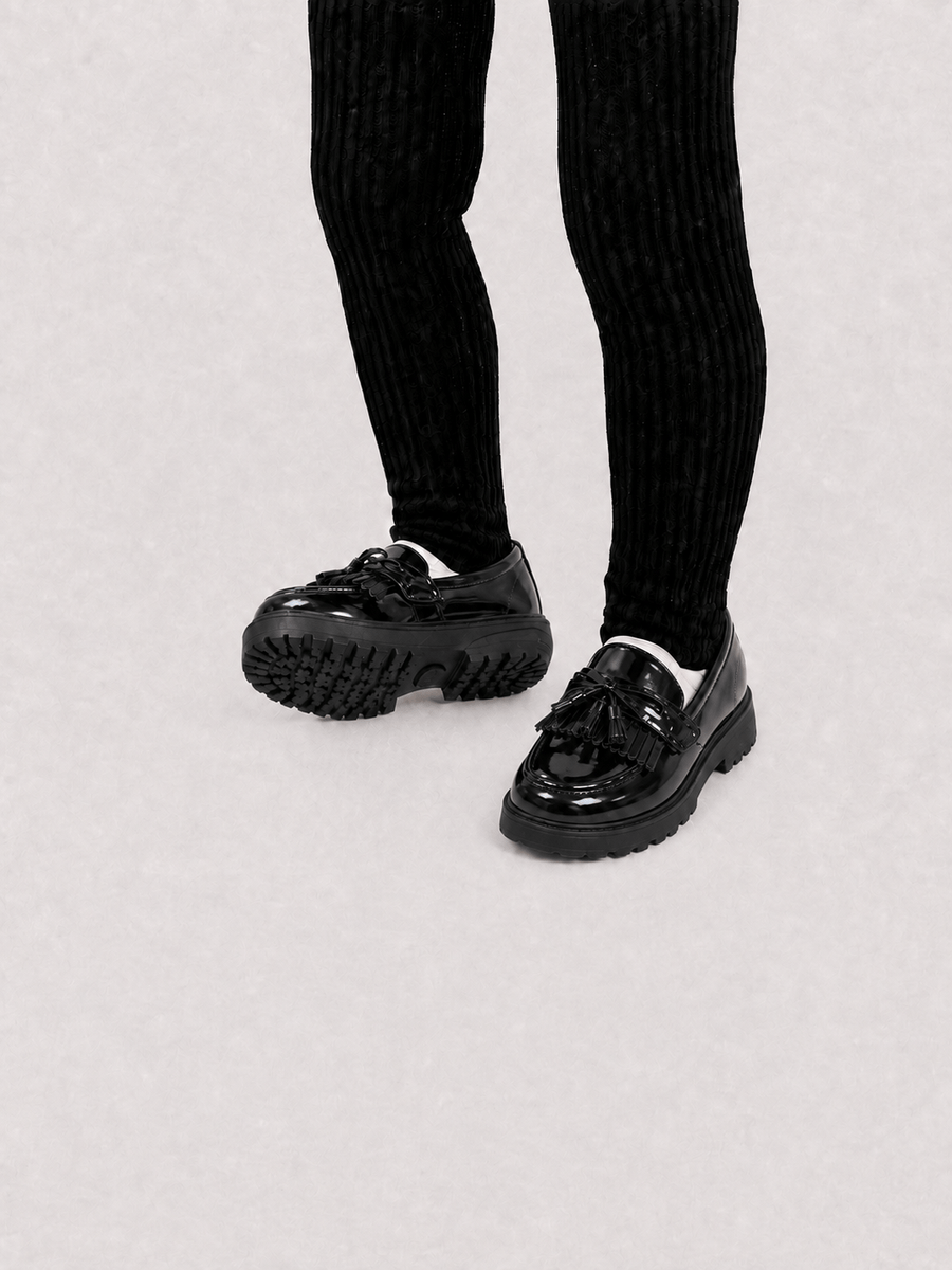 Casa Bellori Capucine – Ballerine noire à pampilles enfant fille