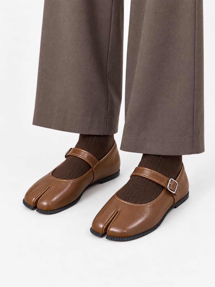 Casa Bellori Célestine – Babies tabi Mary Jane femme – Marron