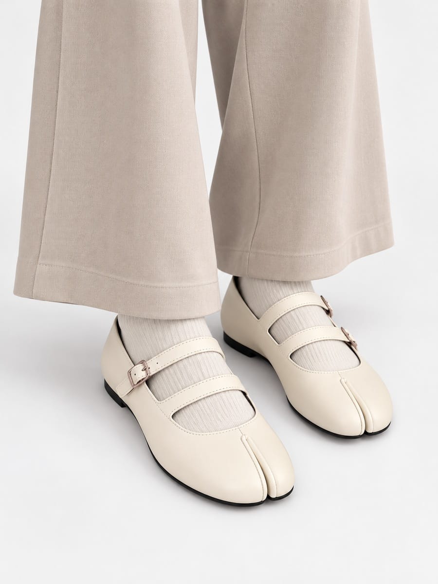 Casa Bellori Clémentine – Babies tabi à double bride femme – Beige