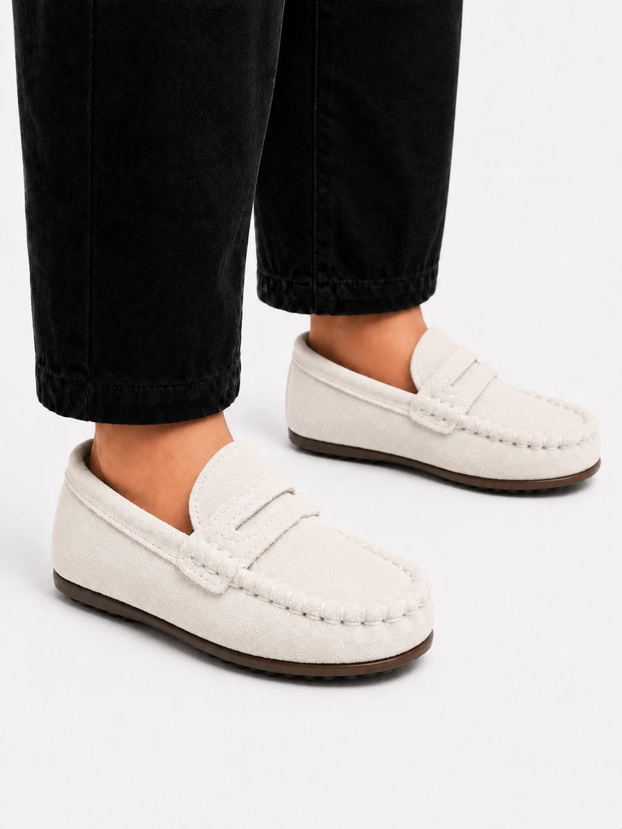 Casa Bellori Constance – Mocassin blanc style rétro enfant