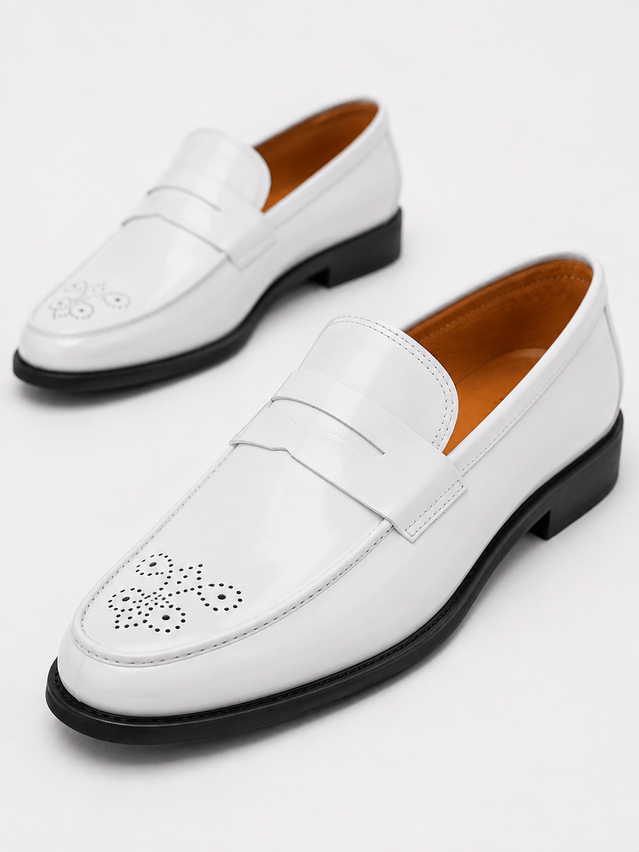 Casa Bellori Elio – Mocassin homme bout pointu blanc verni