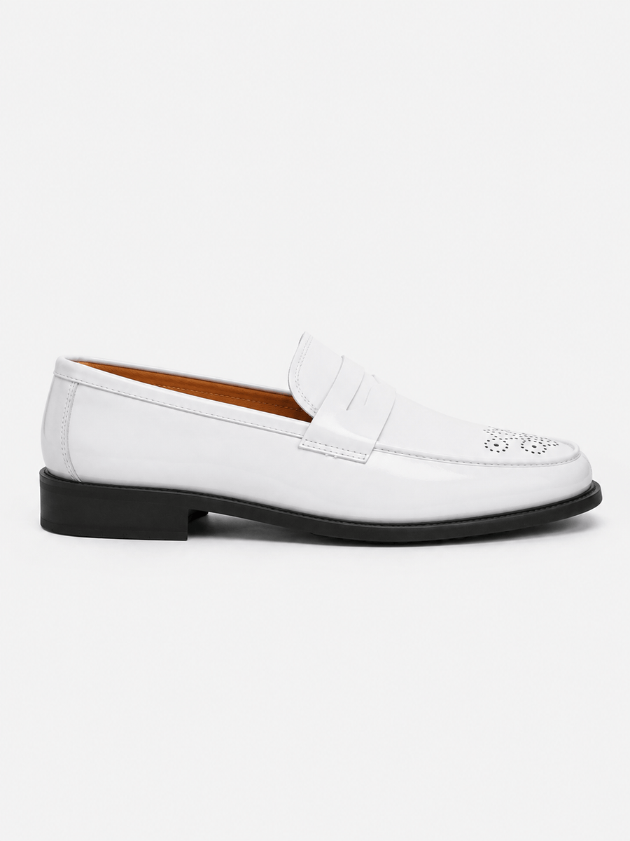 Casa Bellori Elio – Mocassin homme bout pointu blanc verni