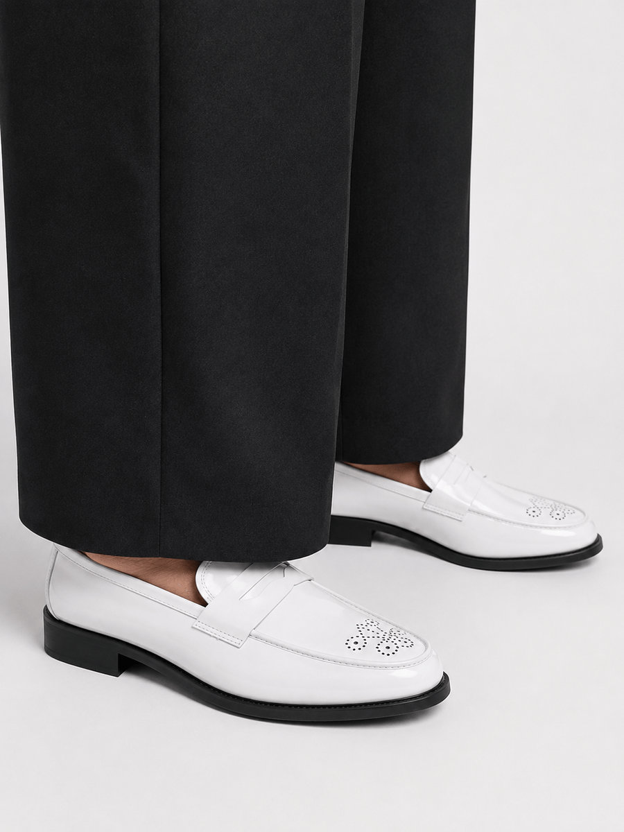 Casa Bellori Elio – Mocassin homme bout pointu blanc verni