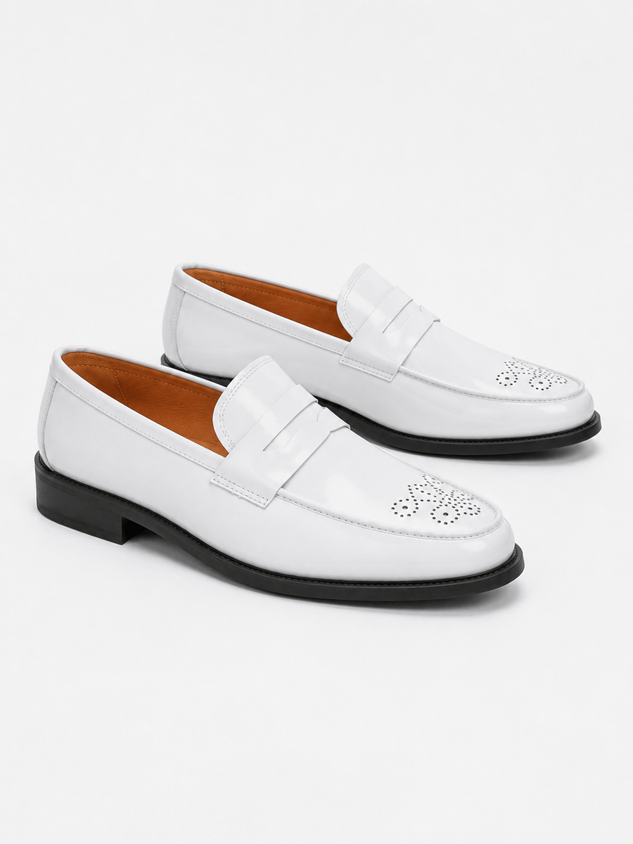 Casa Bellori Elio – Mocassin homme bout pointu blanc verni