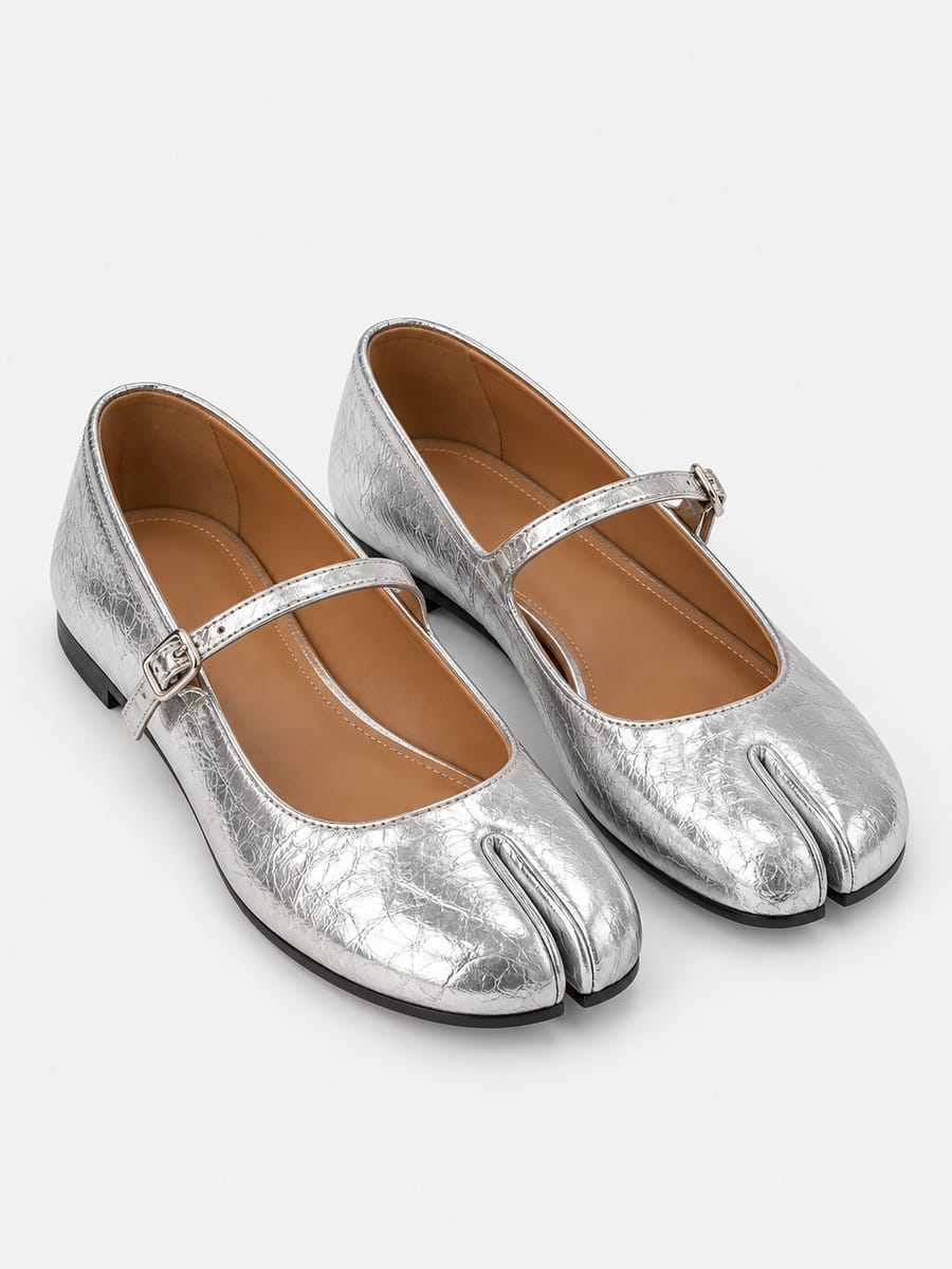 Casa Bellori Éloïse – Babies tabi à bride fine femme – Argenté