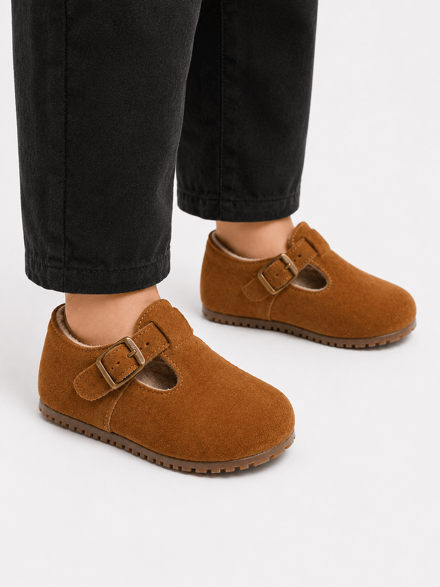 Casa Bellori Gaël – Mocassin en daim camel enfant garçon