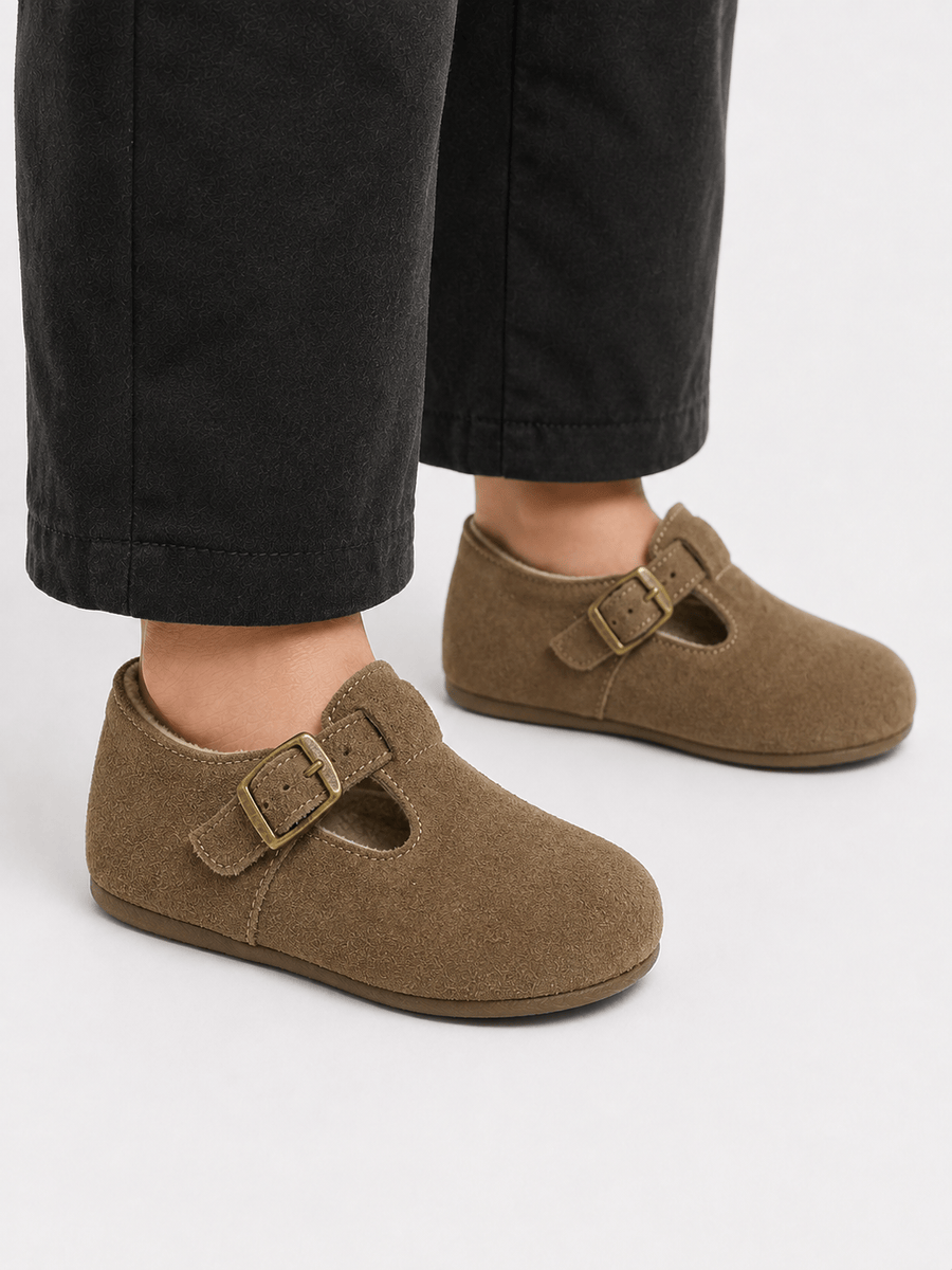 Casa Bellori Léonard – Mocassin en daim kaki enfant garçon