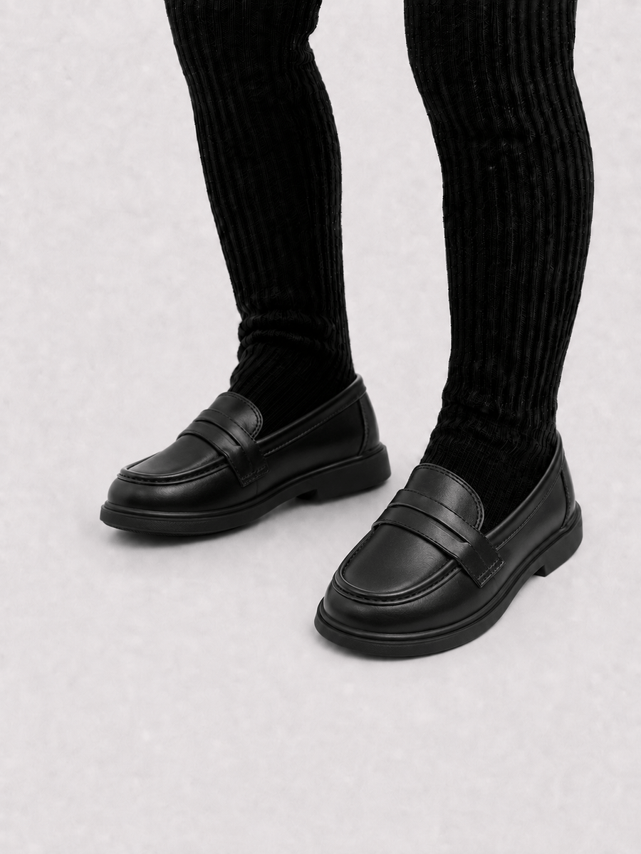 Casa Bellori Margot – Mocassin noir à bout rond enfant fille