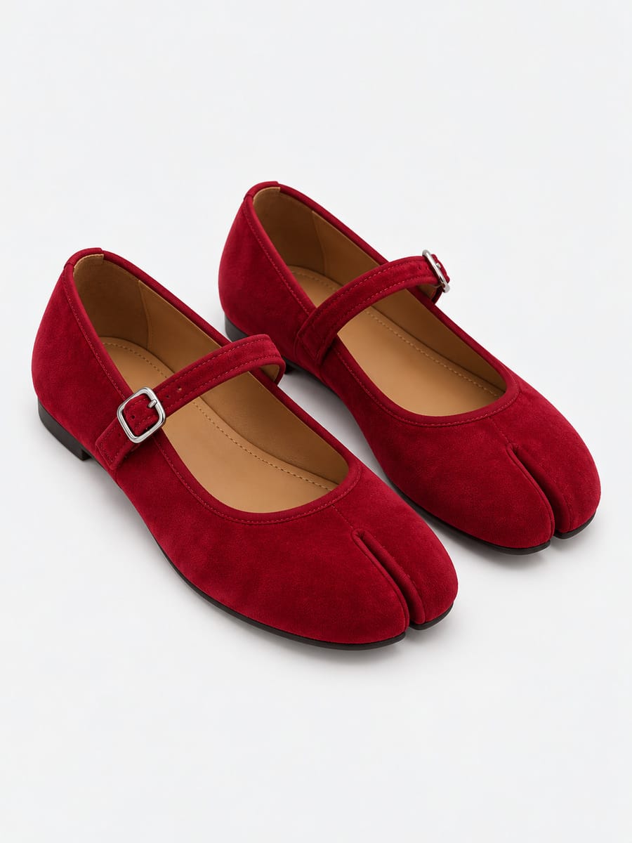 Casa Bellori Ninon – Babies tabi Mary Jane à boucle femme – Rouge