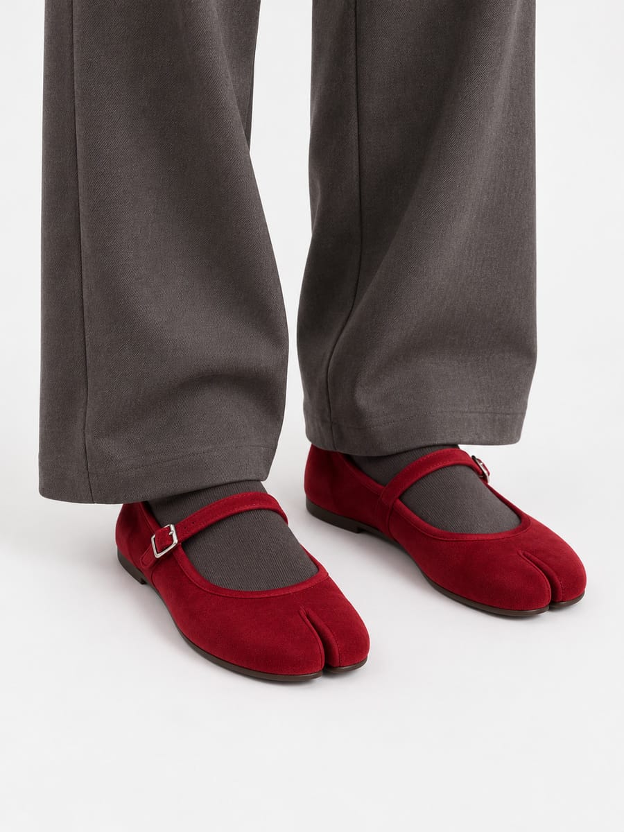 Casa Bellori Ninon – Babies tabi Mary Jane à boucle femme – Rouge