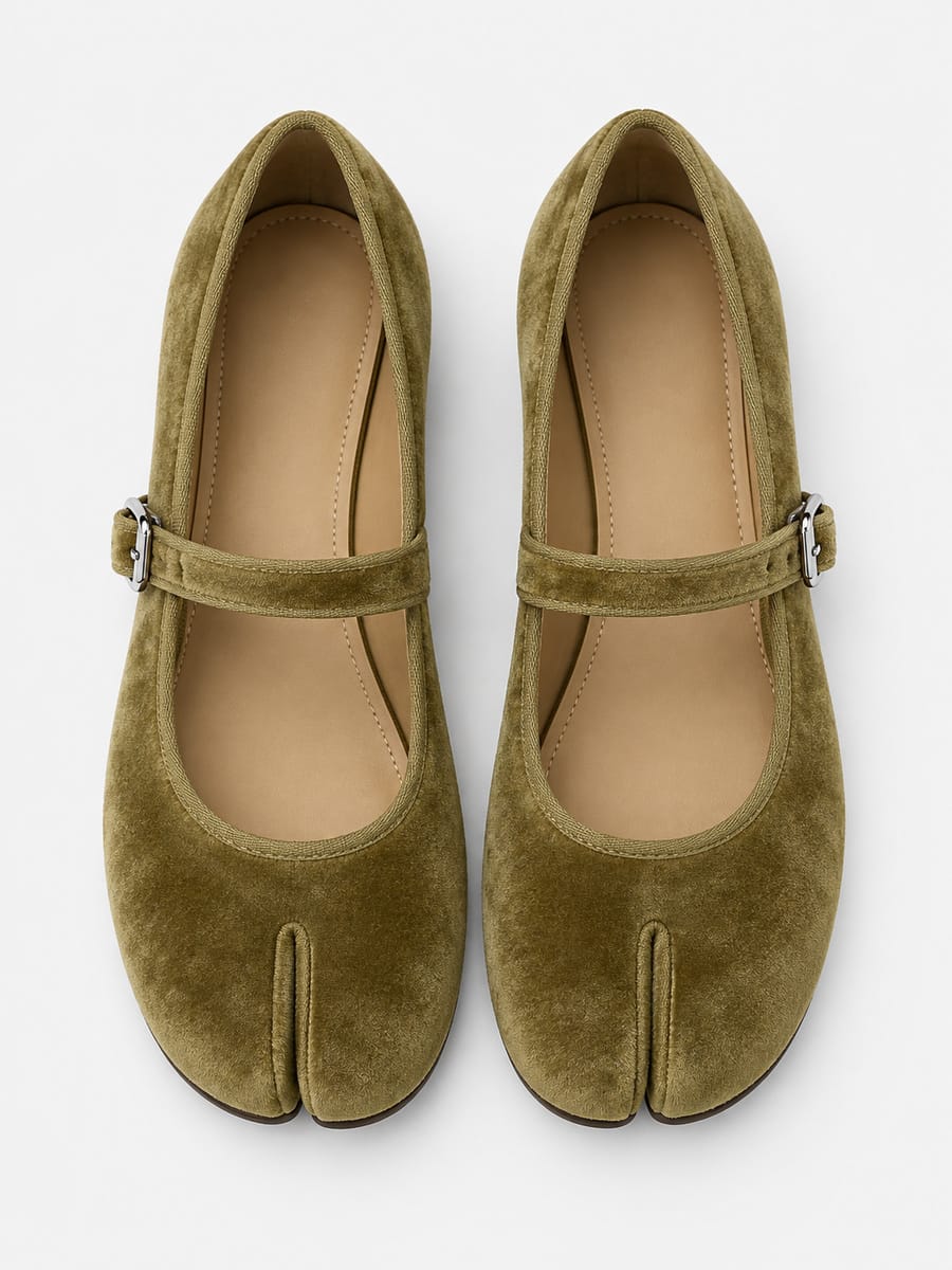 Casa Bellori Ninon – Babies tabi Mary Jane à boucle femme – Vert