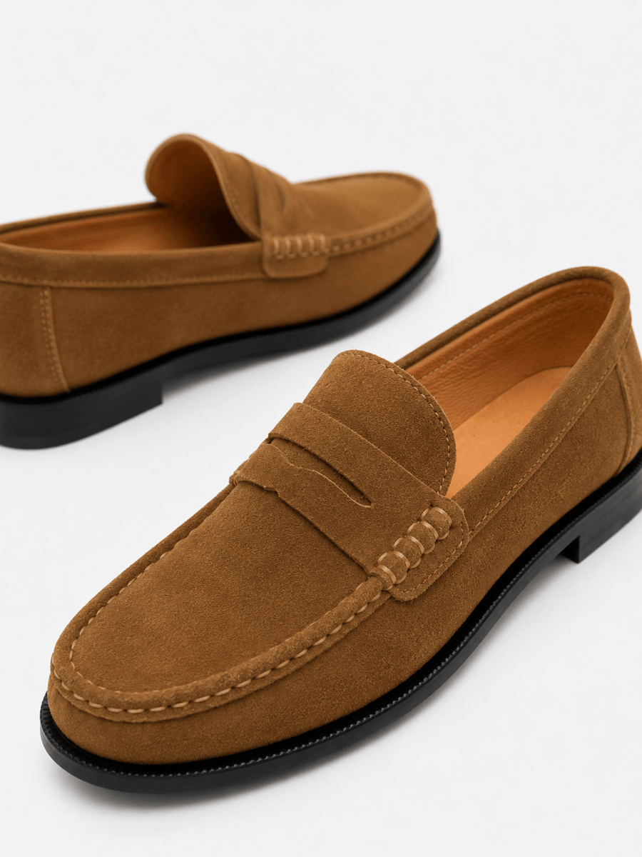 Casa Bellori Raphaël – Mocassin en daim marron bout rond homme