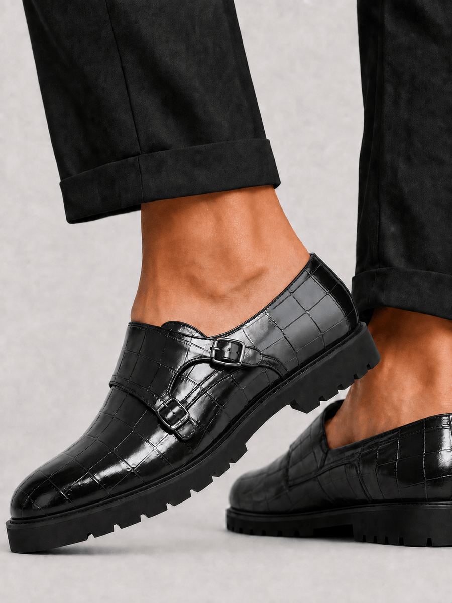 Casa Bellori Régis – Mocassin noir à double boucle homme