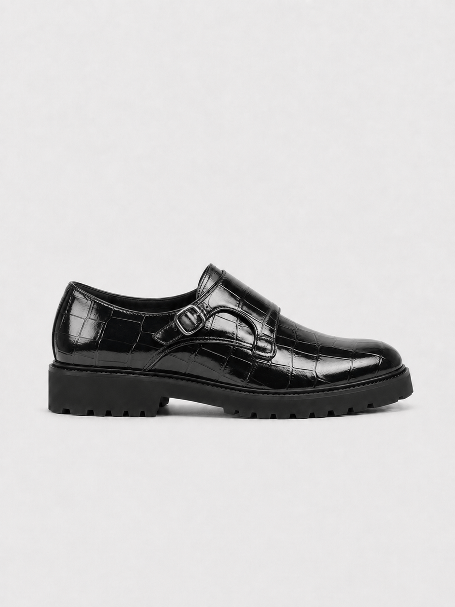 Casa Bellori Régis – Mocassin noir à double boucle homme