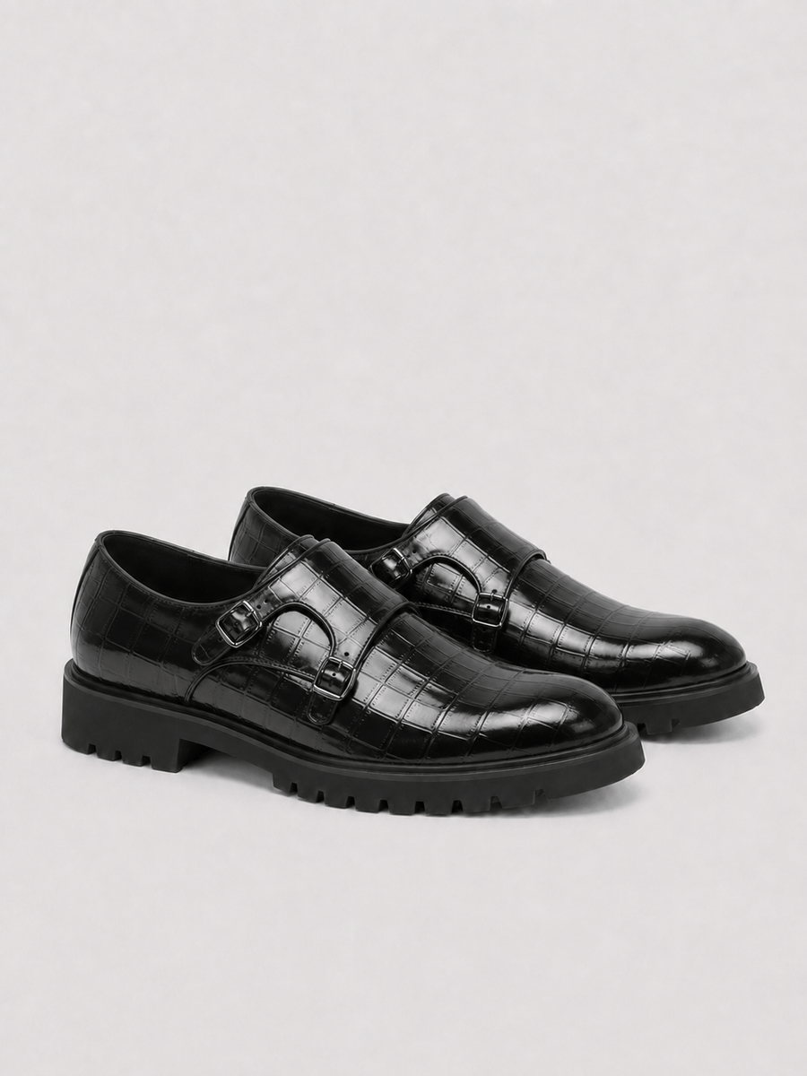 Casa Bellori Régis – Mocassin noir à double boucle homme