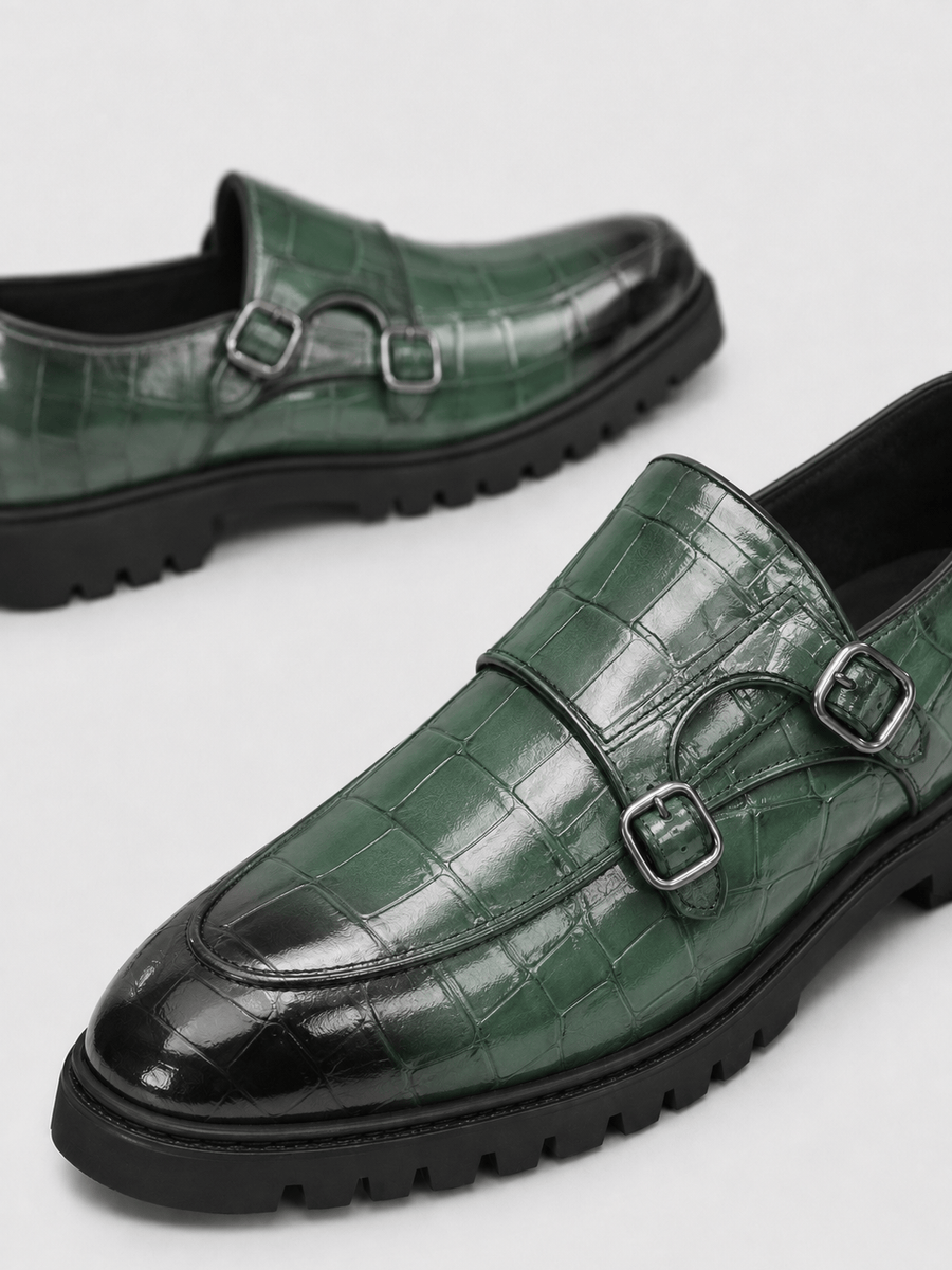 Casa Bellori Rémi – Mocassin vert à double boucle homme