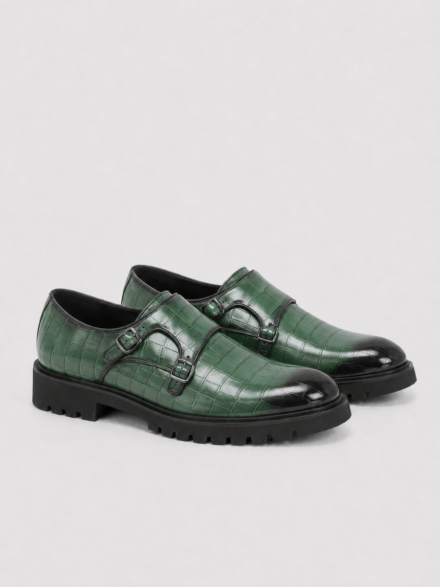 Casa Bellori Rémi – Mocassin vert à double boucle homme