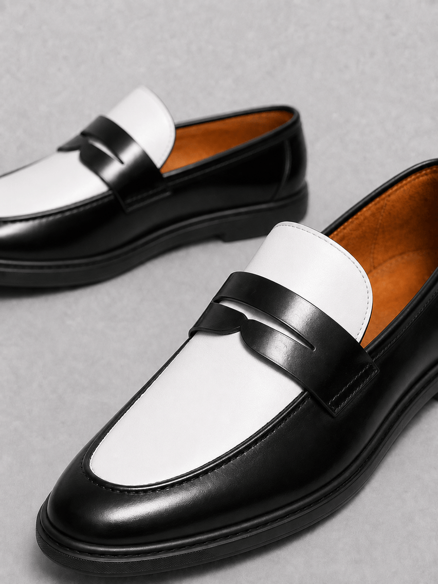 Casa Bellori Robin – Mocassin noir et blanc homme