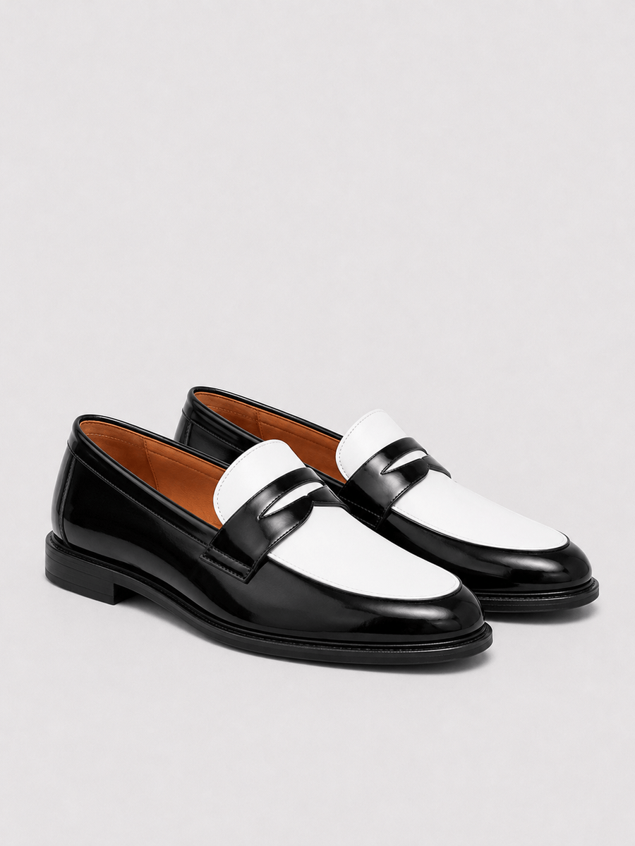Casa Bellori Robin – Mocassin noir et blanc homme
