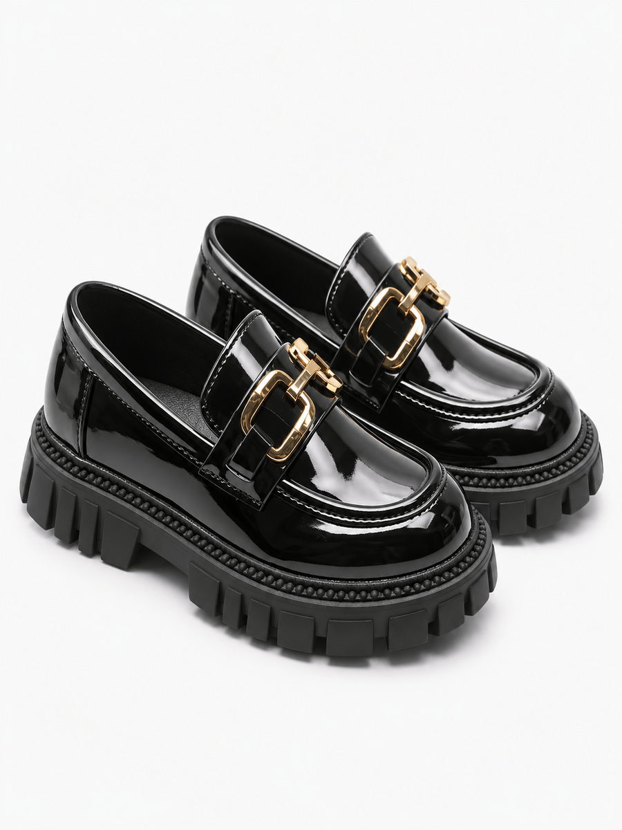 Casa Bellori Solène – Mocassin noir à boucle enfant