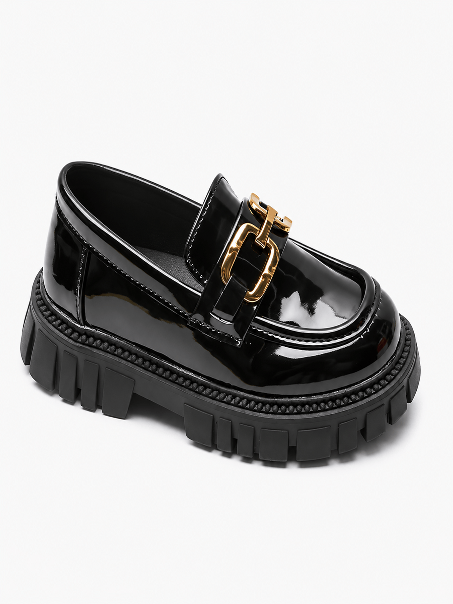 Casa Bellori Solène – Mocassin noir à boucle enfant