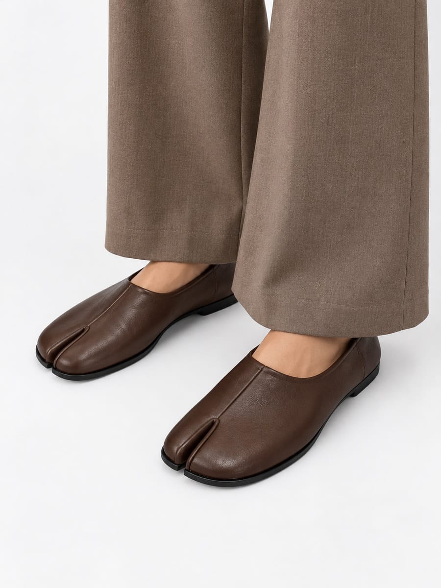 Casa Bellori Suzon – Mocassin tabi souple femme – Café